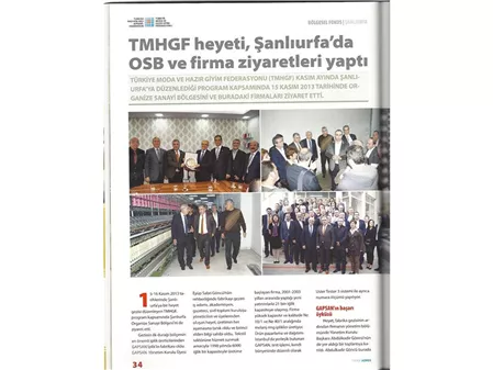 TMHGF Heyeti Şanlıurfada OSB ve Firma Ziyaretleri Yaptı